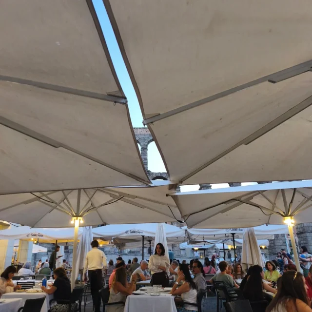 Imposible no sentirlo, no verlo, ni siquiera sentado en el interior de nuestra terraza es imposible no apreciar su majestuosidad entre los parasoles.
El Acueducto romano con 2000 años de antigüedad es una de las joyas Patrimonio de la Humanidad que podemos contemplar hoy día y encima tenemos la suerte de tenerlo al ladito.
.
.
.
#acueducto #Segovia #DisfrutarSegovia #viajar #verano #vacaciones #nuevocurso